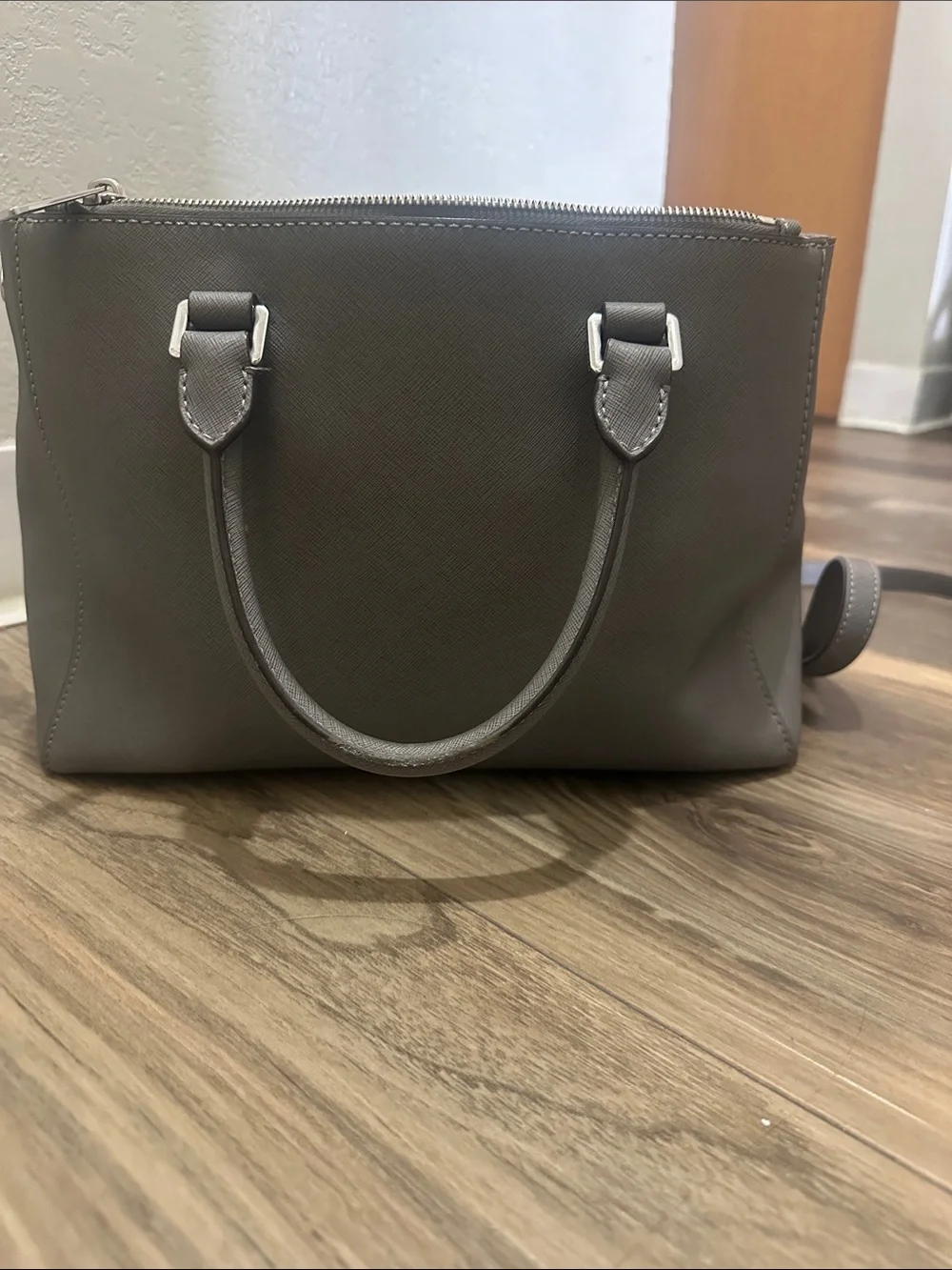 Michael Kors Taupe Saffiano Leather Satchel with Detachable Strap